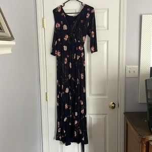 Isabel Maternity Navy Blue Floral Dress Size M